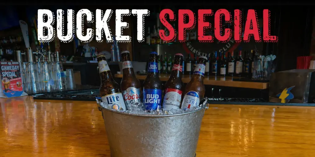 Bucket of domestic bottle beers.